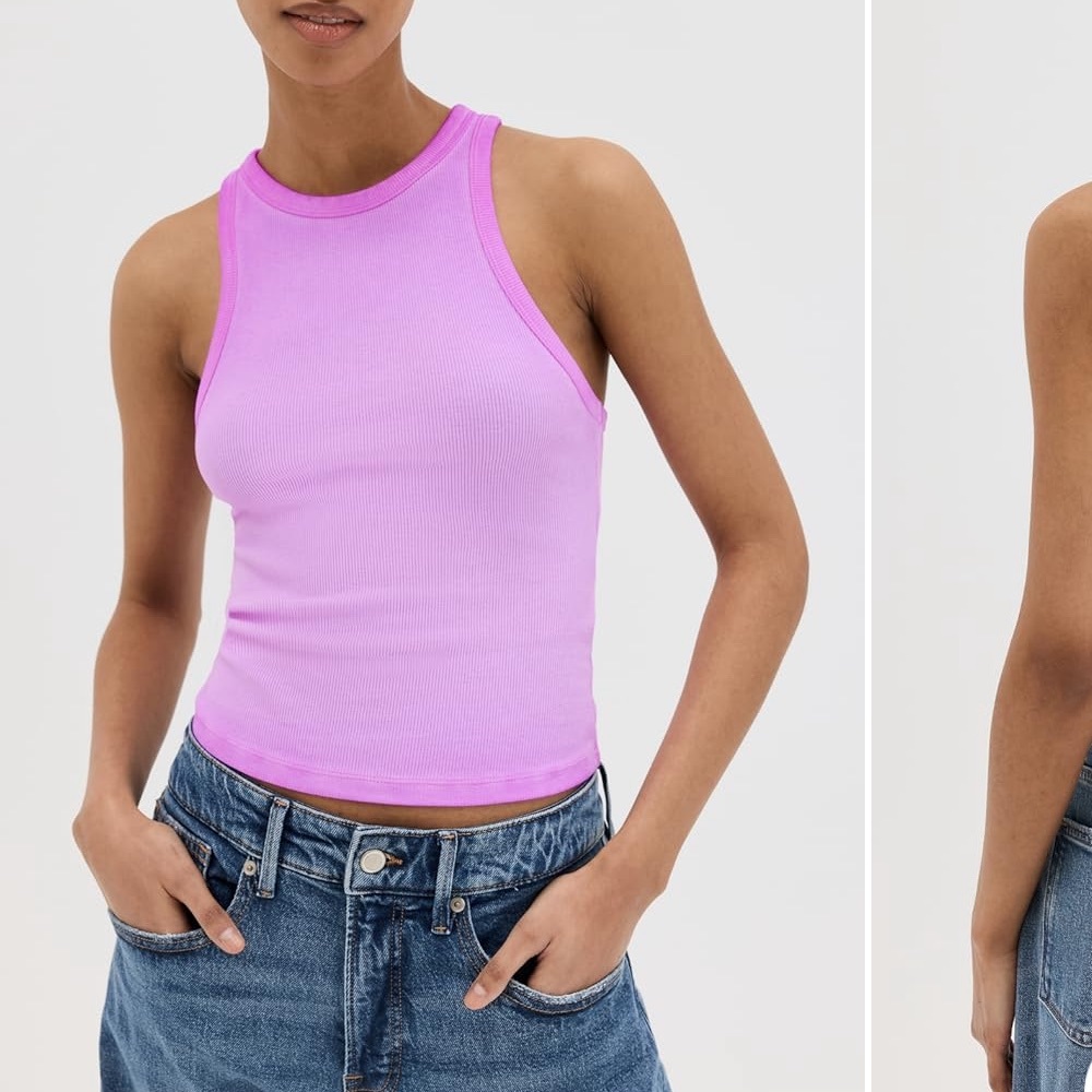 Good American Candy Crush Ribbed Tank S